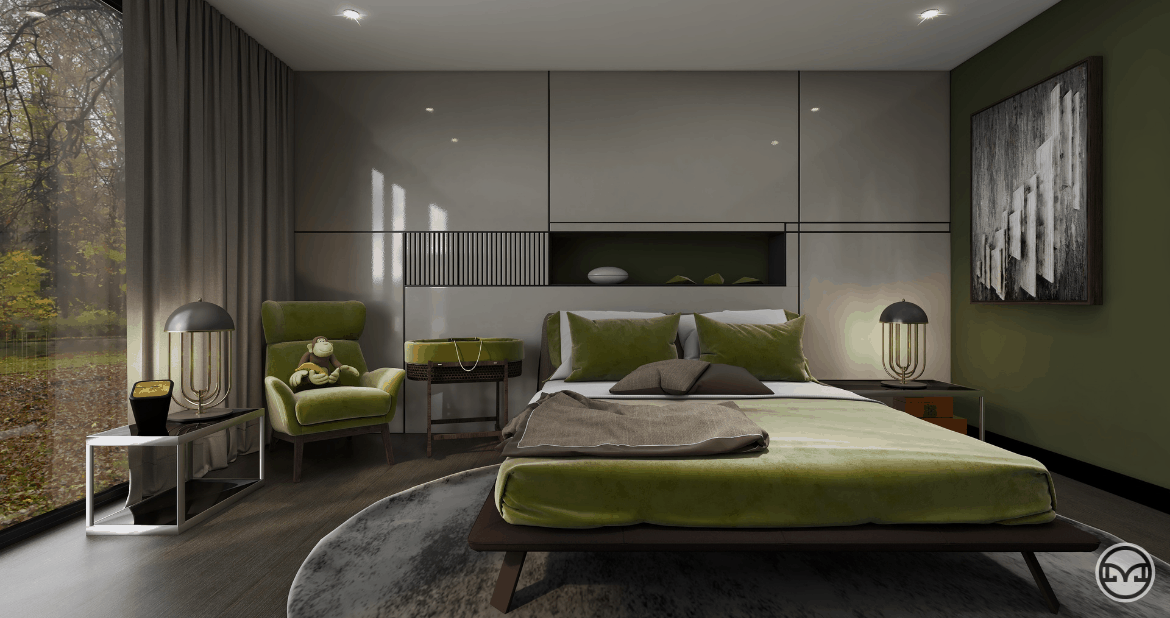 Wytworna sypialnia, minimalizm